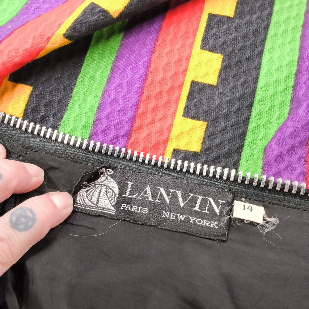 Vtg 1972 LANVIN Jules-François Crahay Striped Maxi Dress - As Seen in SATC Movie - Picture 5 of 11